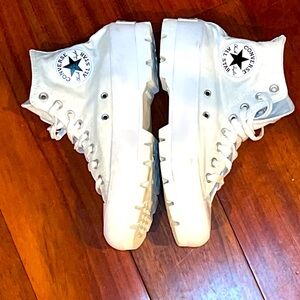 Converse al star lugged  Hi white sneakers  White sneakers  sz8.5 woman’s